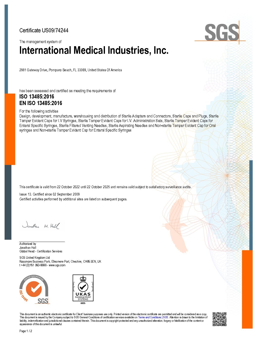 IMI MDSAP Certification
